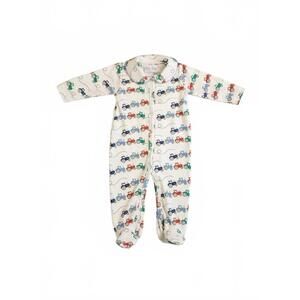 NEW RACHEL RILEY kids' tractor print footies in white multi